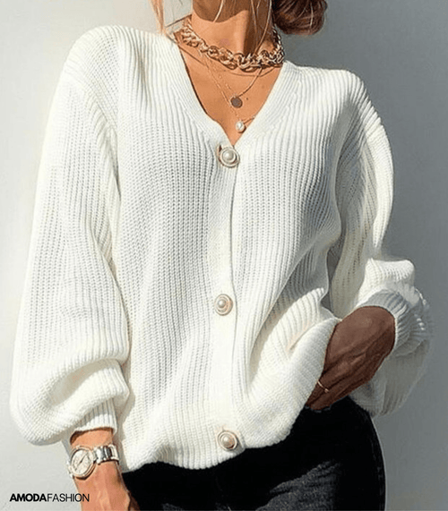 Dam Kofta Lykta Ärmar 100% Akryl Elegant Avslappnad Passform-1