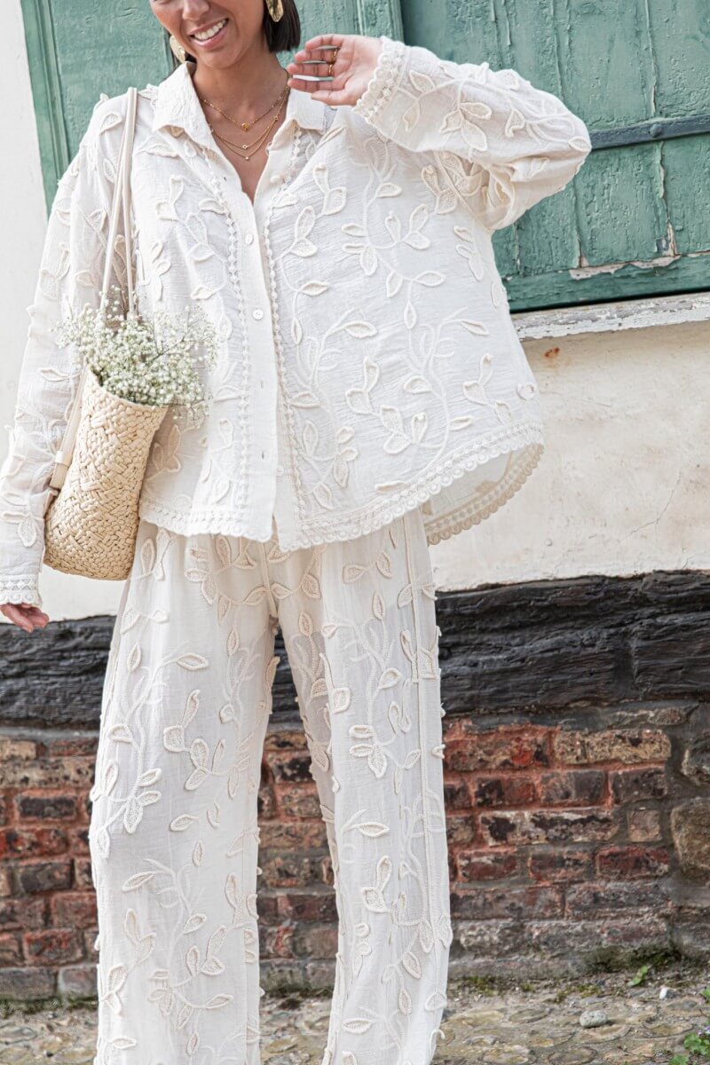 Kvinnors Lounge Set Broderad Mjuk Textil Avslappnad Stil-2