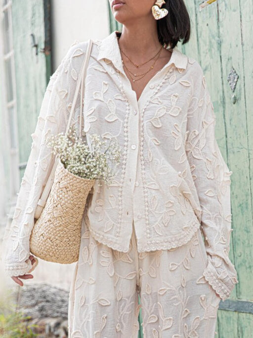 Kvinnors Lounge Set Broderad Mjuk Textil Avslappnad Stil-1