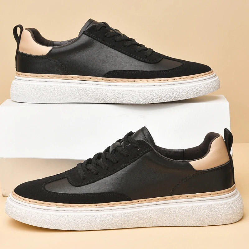 Herr Sneakers Lågtopp Riktigt Läder Minimalistisk Design Komfortabel Stil 2