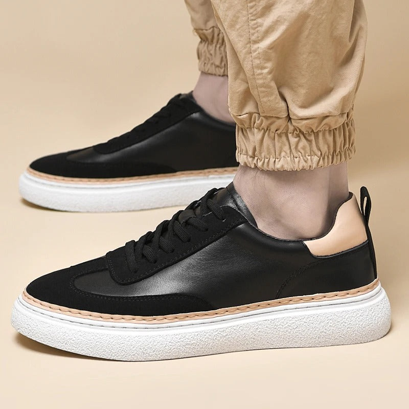 Herr Sneakers Lågtopp Riktigt Läder Minimalistisk Design Komfortabel Stil 3