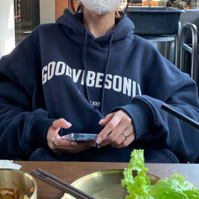 Dam Hoodie Överdimensionerad Mjuk Trendig 5