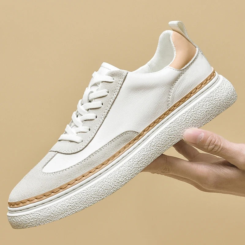 Herr Sneakers Lågtopp Riktigt Läder Minimalistisk Design Komfortabel Stil 8