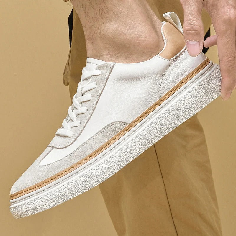 Herr Sneakers Lågtopp Riktigt Läder Minimalistisk Design Komfortabel Stil 4
