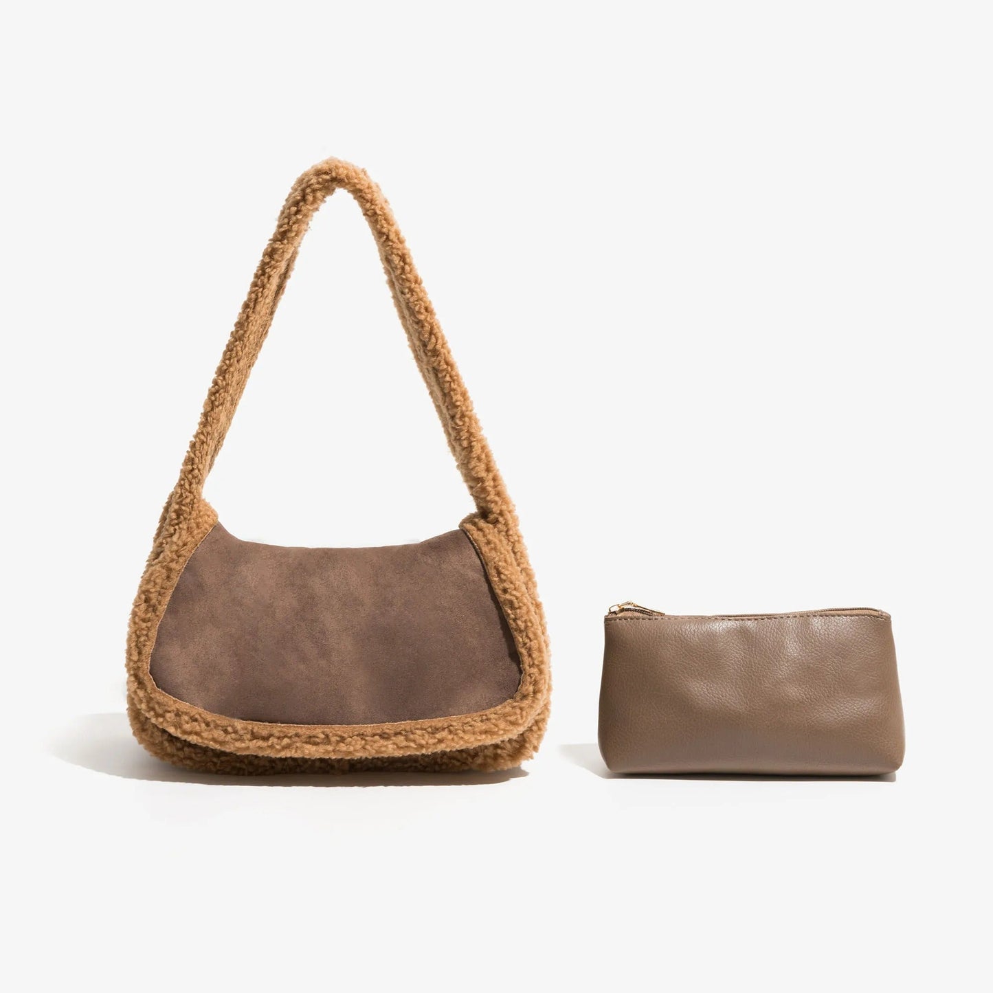 Dam Handväska Liten Mjuk Polyester med Konstpäls-4