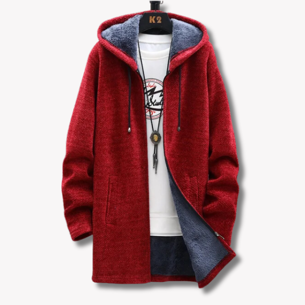 Herrar Hoodie Med Dragkedja Värmande Polyester-Bomull-4