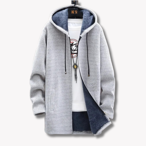 Herrar Hoodie Med Dragkedja Värmande Polyester-Bomull-5