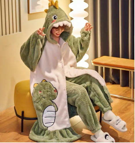 Dam Pyjamas Set med Huva Mjukt och Andningsbart Tyg-3