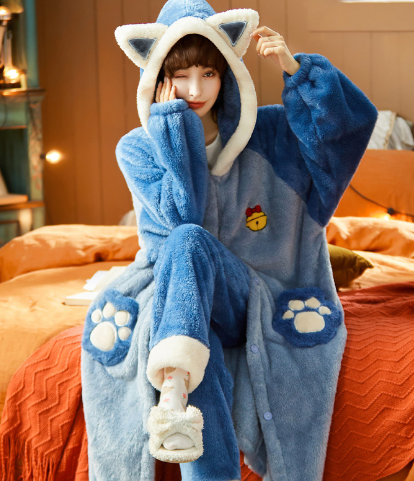 Variant image for Dam Pyjamas Set med Huva Mjukt och Andningsbart Tyg-3
