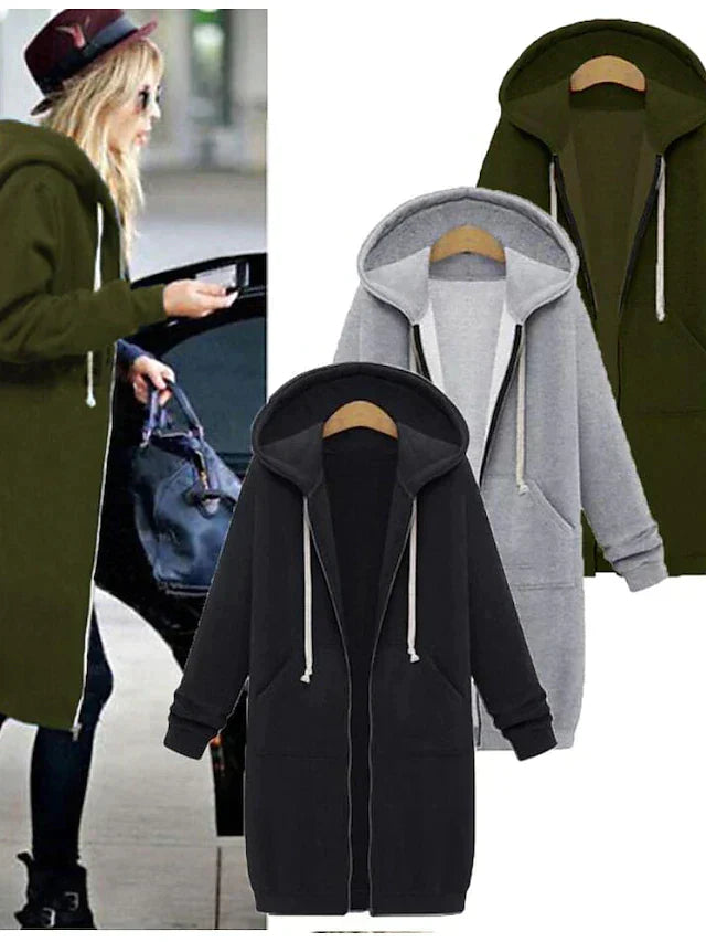 Kvinnor Hoodie Avslappnad Stil Justerbar Huva Mjuk Tyg-3