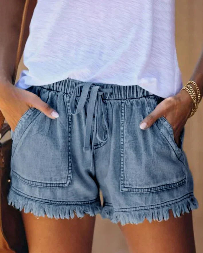 Variant image for Dam Denimshorts Justerbar Midja Slitstark-11