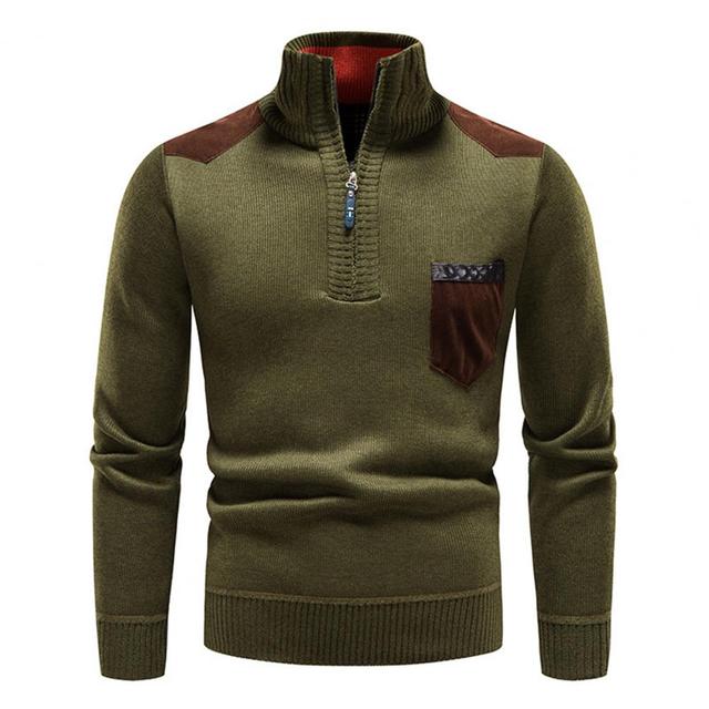 Herr Vintertröja Hög Hals Halv Blixtlås Polyester 10