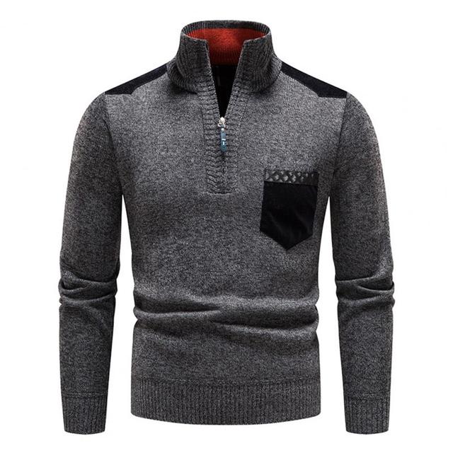 Herr Vintertröja Hög Hals Halv Blixtlås Polyester 6
