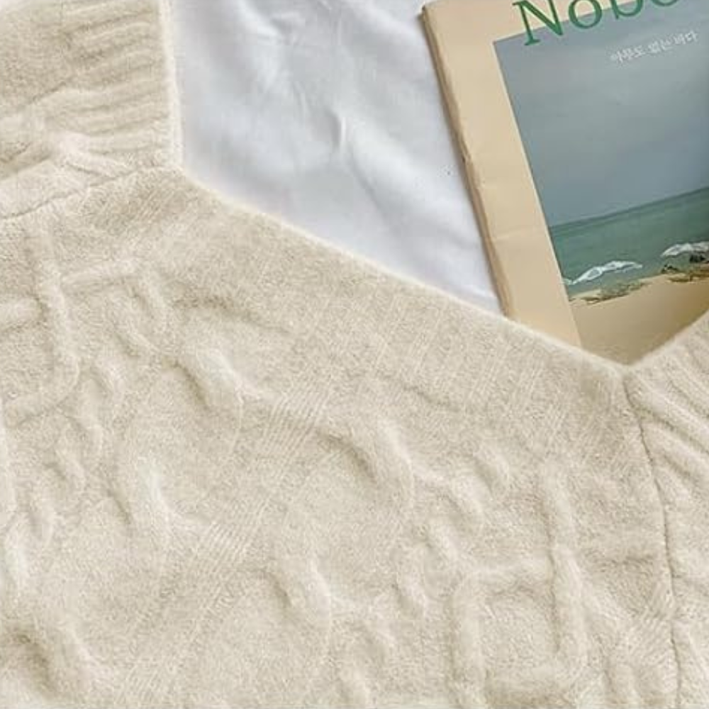 Stickad Dam Tröja med Cirkulär Hals och Flätmönster – Mjuk Loose Fit, Perfekt för Alla Tillfällen 2