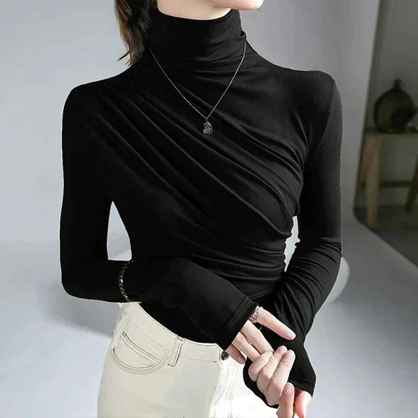 Variant image for Dam Blus Ruffles Musselin Elegant Stående Krage-21