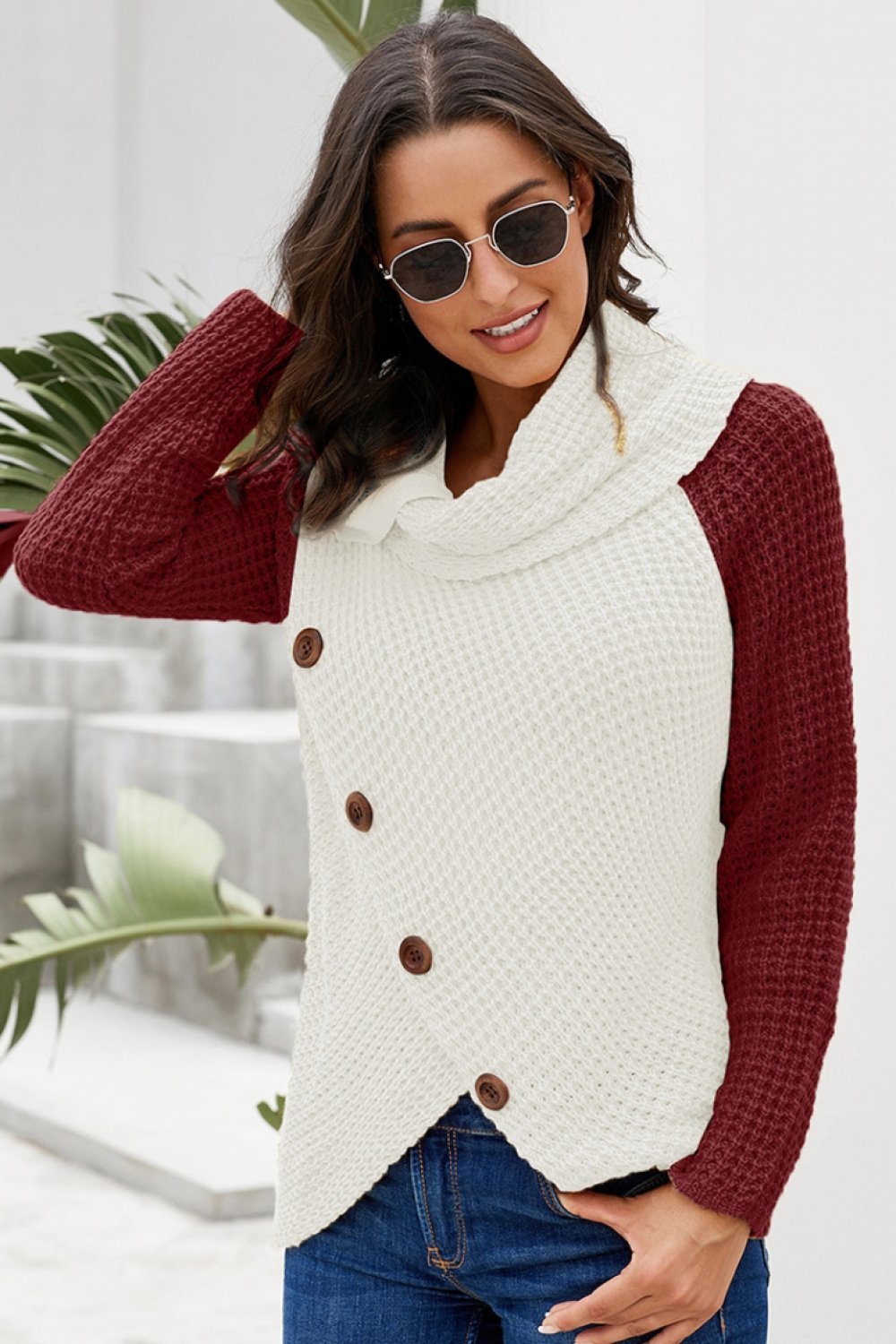 Dam Asymmetrisk Cardigan Mjuk Bomull Polyester-6