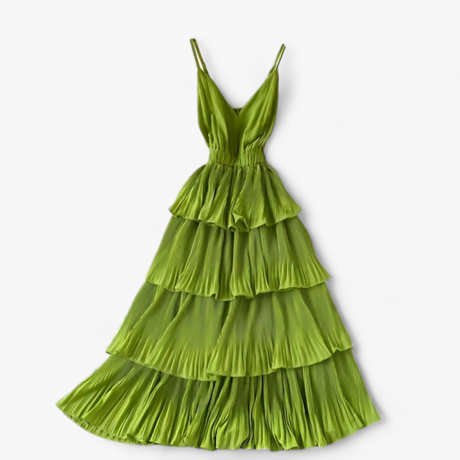 Dam Kamisolklänning V-ringning Ruffle Lätt Polyester 4