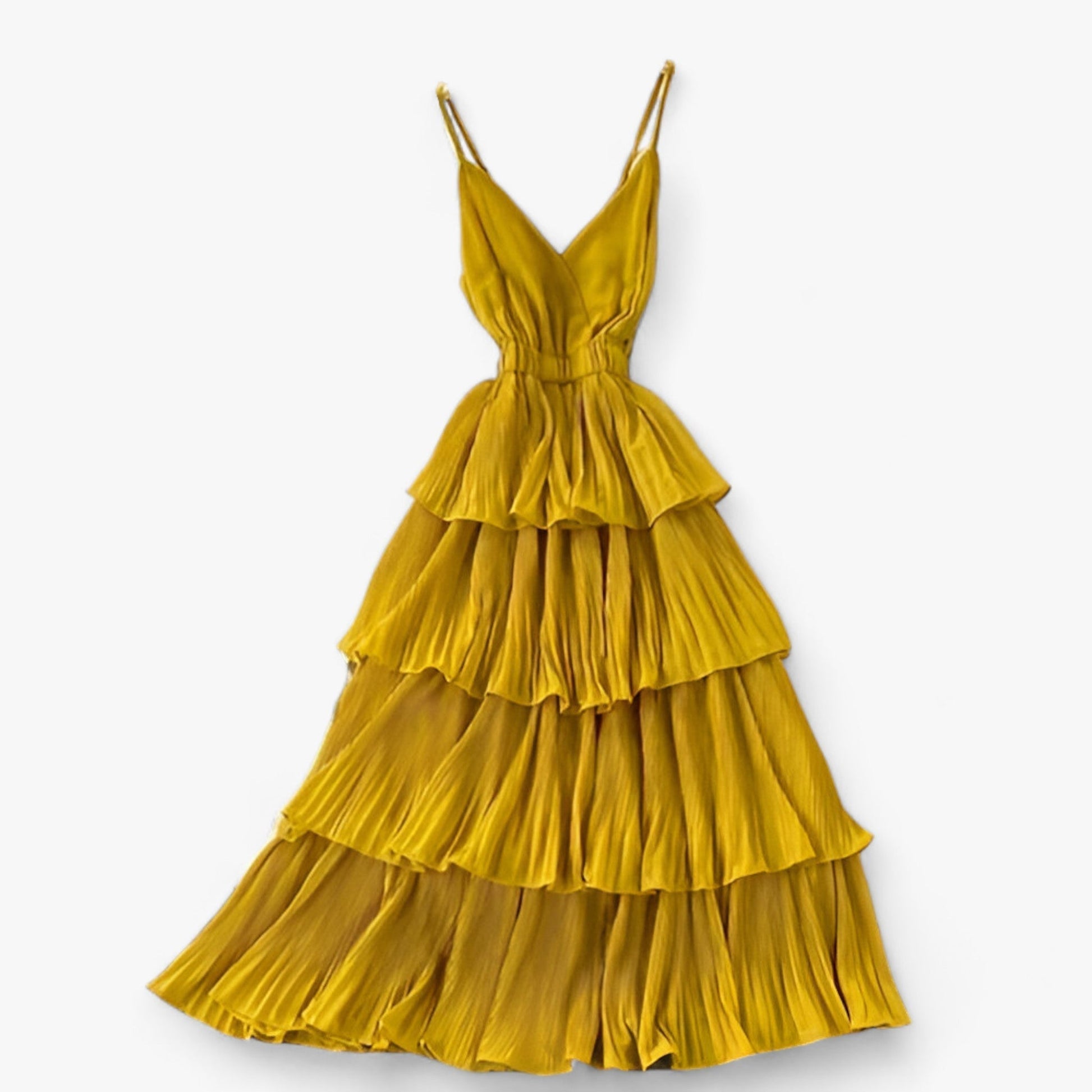 Dam Kamisolklänning V-ringning Ruffle Lätt Polyester 13