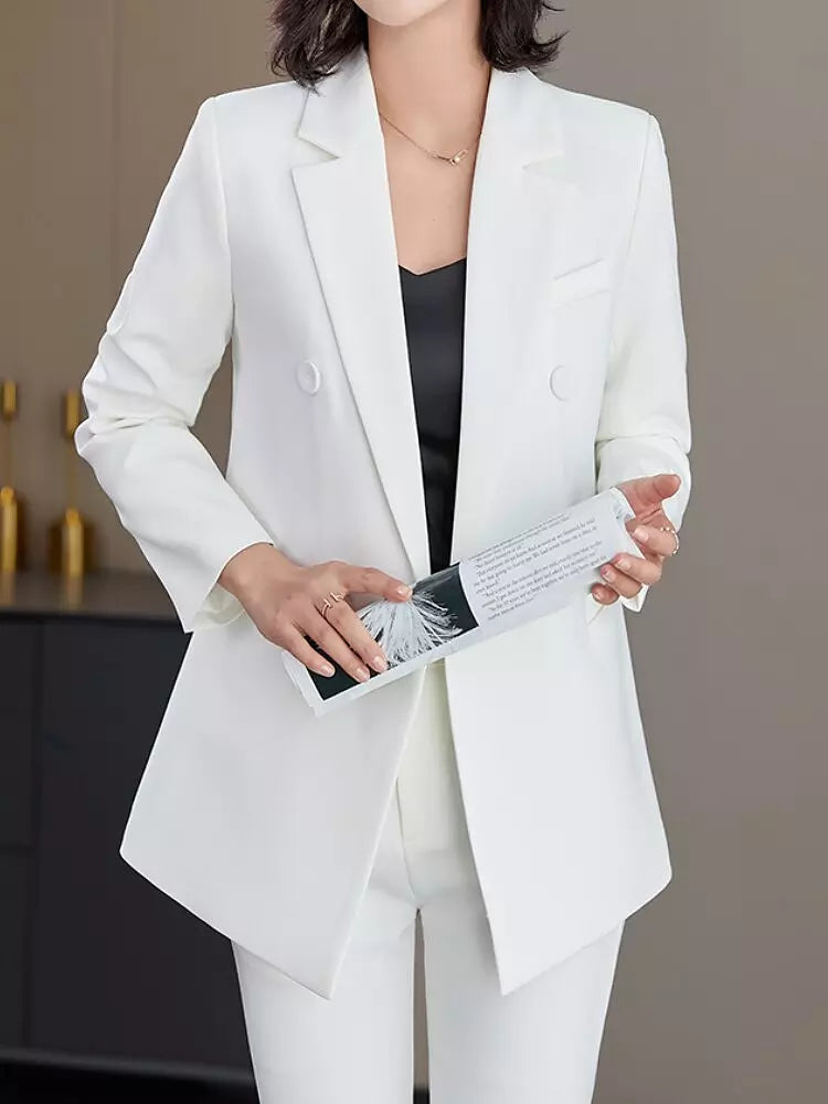 Kvinnors Blazer Set Slim Fit Polyester Långa Ärmar-3