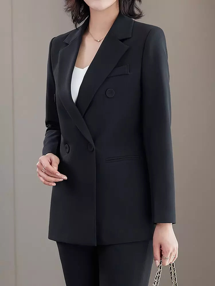 Kvinnors Blazer Set Slim Fit Polyester Långa Ärmar-6