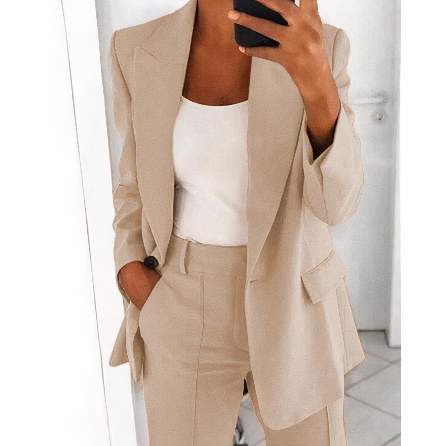 Kvinnors Blazer Set Skräddarsydd Jacka Polyester och Elastan 12