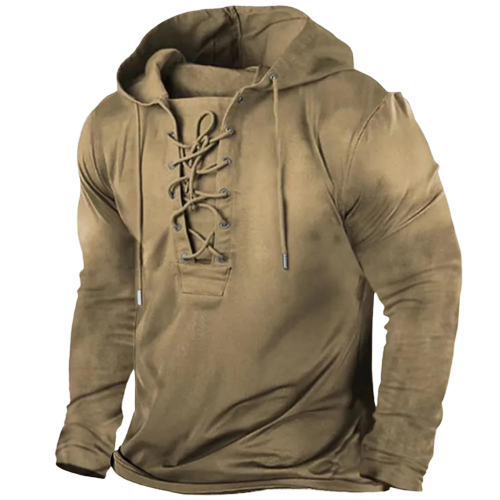 Dam Hoodie Vintage med Snörning och Sidfickor i 100% Bomull-3