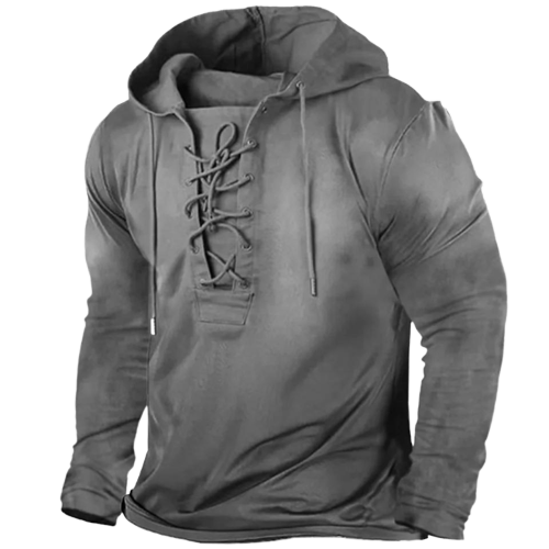 Dam Hoodie Vintage med Snörning och Sidfickor i 100% Bomull-5