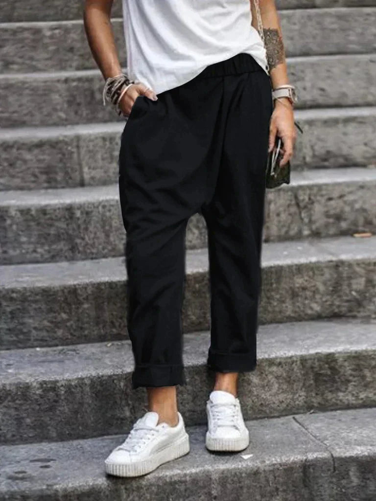 Unisex Linnebyxor Avslappnad Stil Lätt Material-1