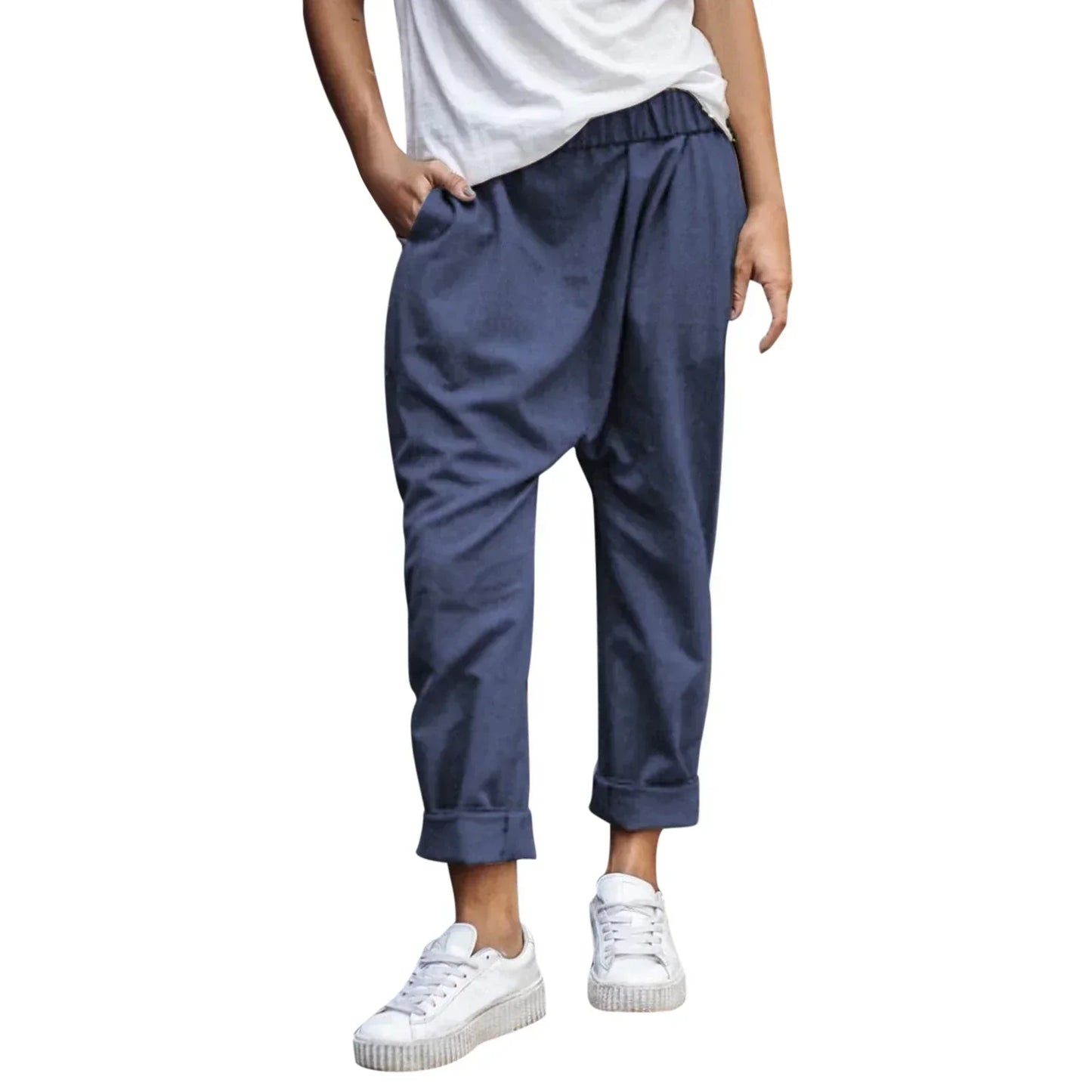 Unisex Linnebyxor Avslappnad Stil Lätt Material-3