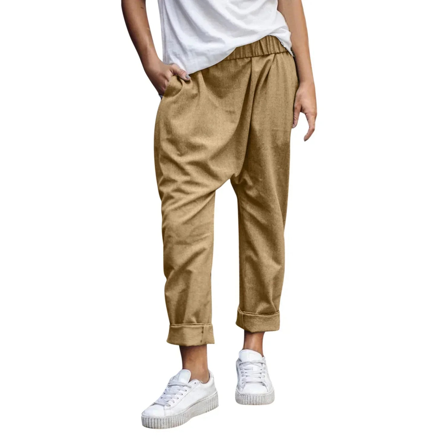 Unisex Linnebyxor Avslappnad Stil Lätt Material-4