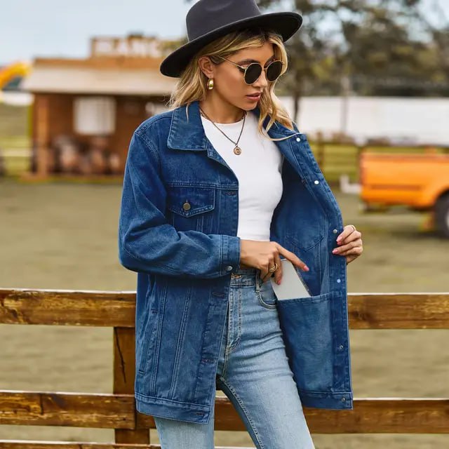 Variant image for Dam Vintage Denimjacka Knappstängning Denim-31