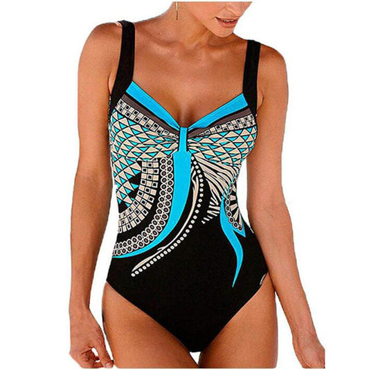 BaddrÀkt Dam Shaping Polyester Spandex med Tryck-1
