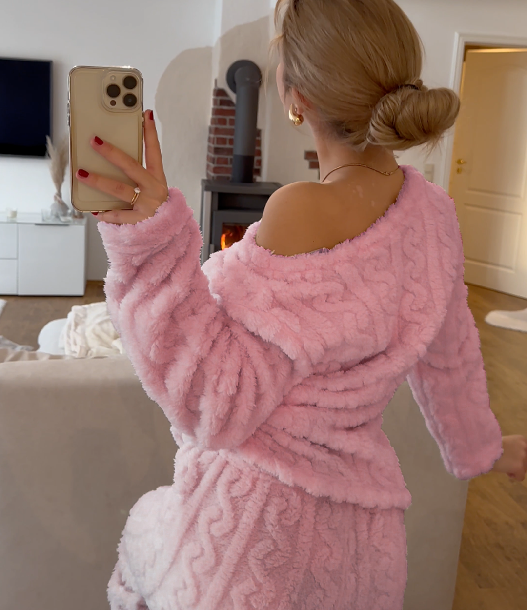 Dam Vinterklänning Långärmad Mjuk Bomull-6