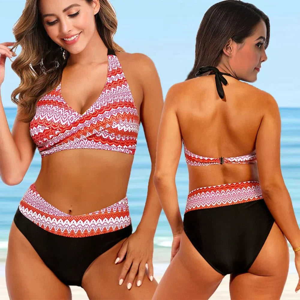 Dam Bikini Hög Midja Tvådelad Hållbart Material 15