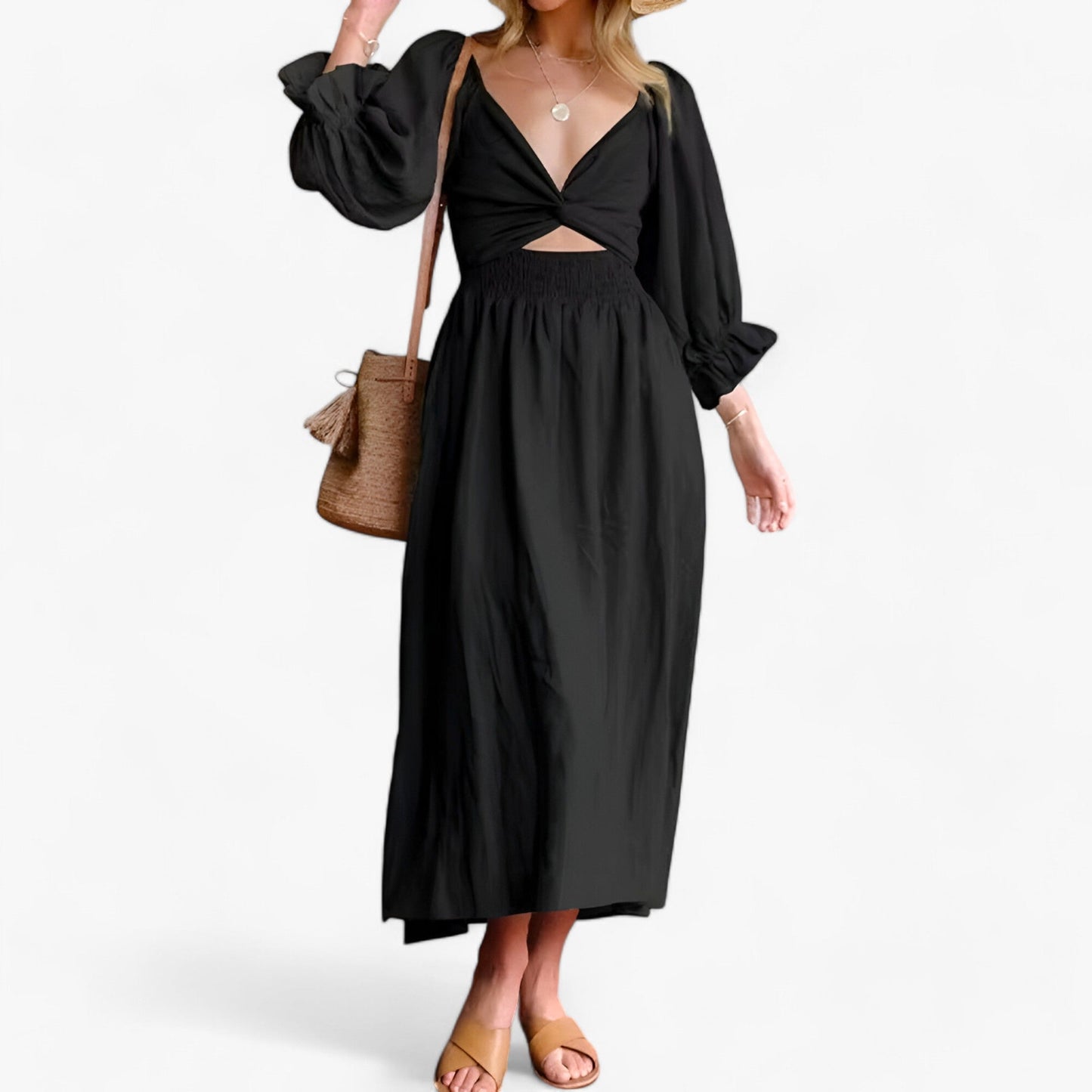 Dam Klänning Ruffles Modern Design Polyester-3