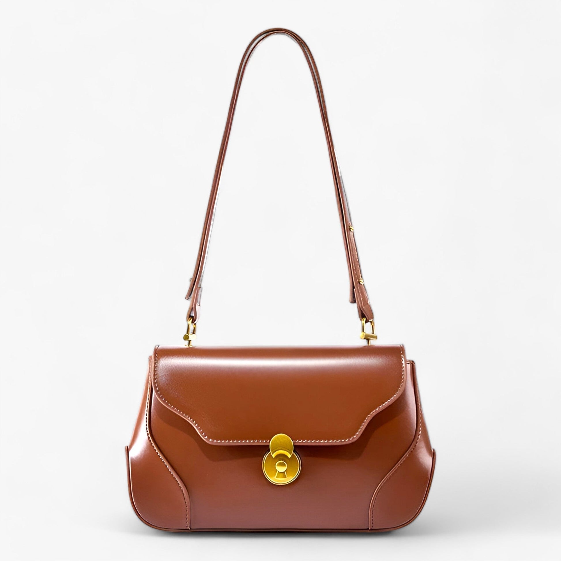 Dam Axelväska Sadelstil Äkta Läder-5