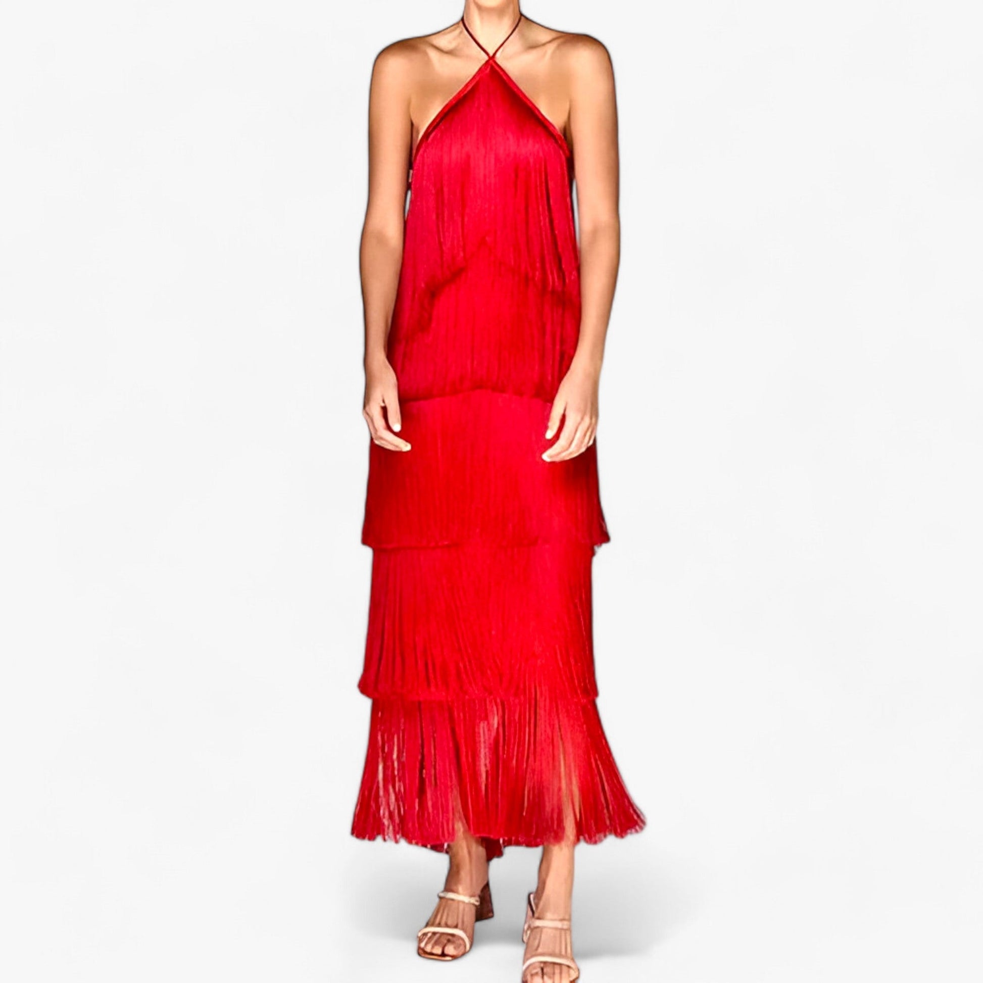 Kvinnors Halterneck Klänning Utsvängd Polyester 3