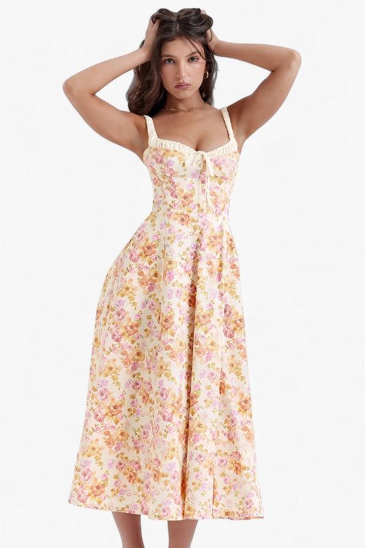 Fina Dam Klänningar Blommönstrad Spetsdetaljer Polyester 1