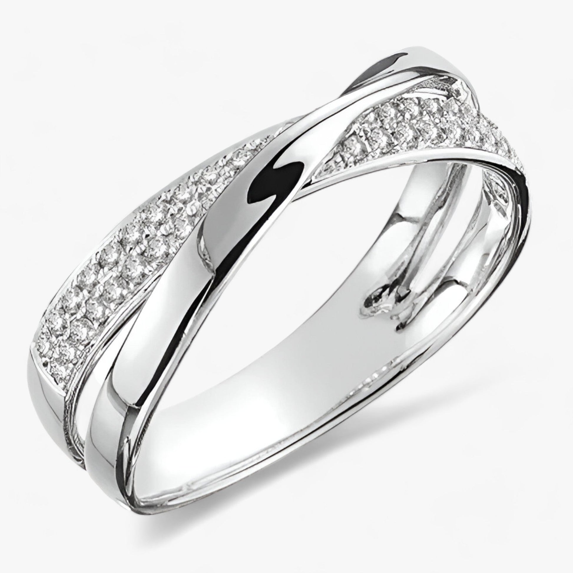 Variant image for Kvinnors Ring Tvåfärgad X-formad Rostfritt Stål med Kubiska Zirkoniumstenar-1