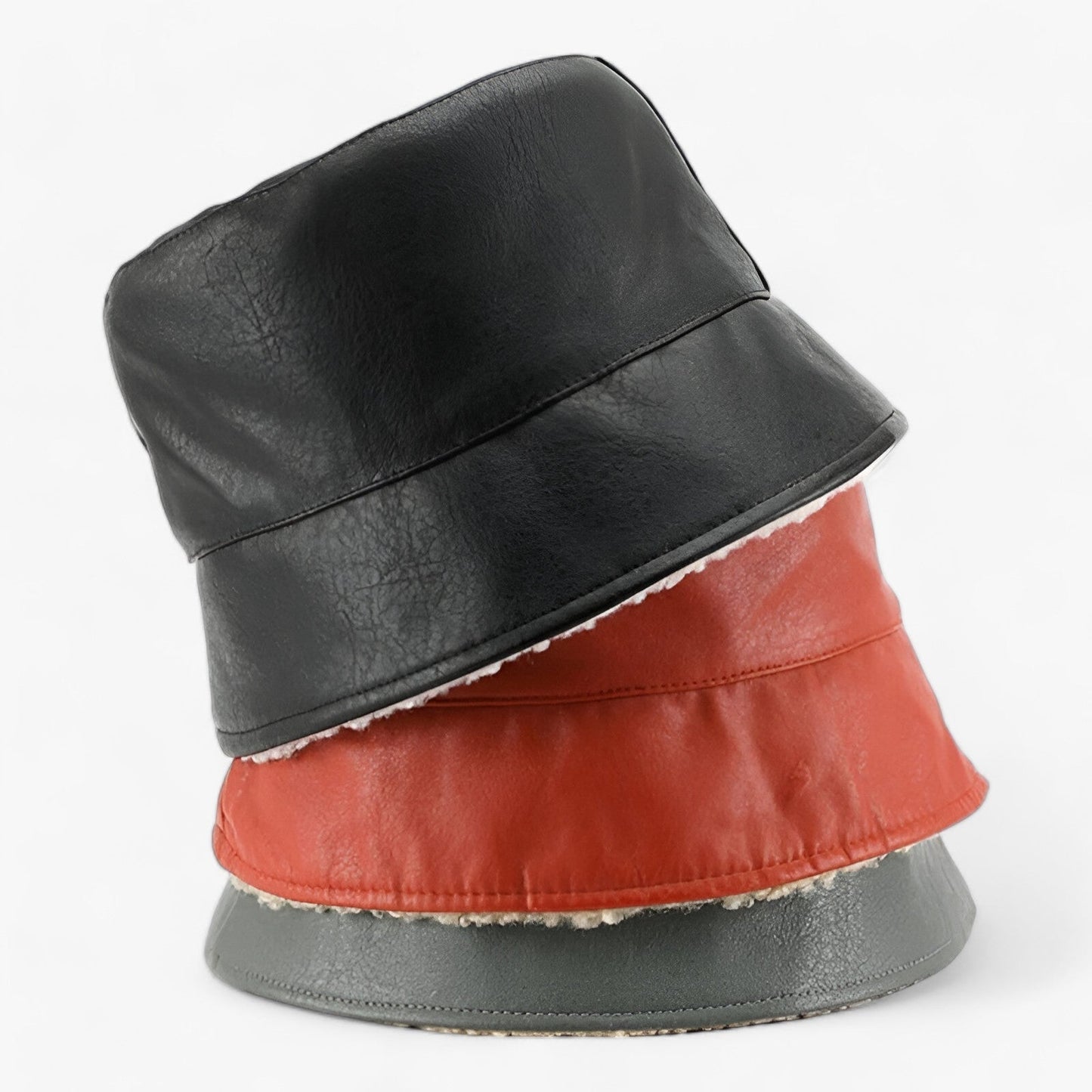 Kvinnors Vändbar Läderhatt Elegant Justerbar Stil-3
