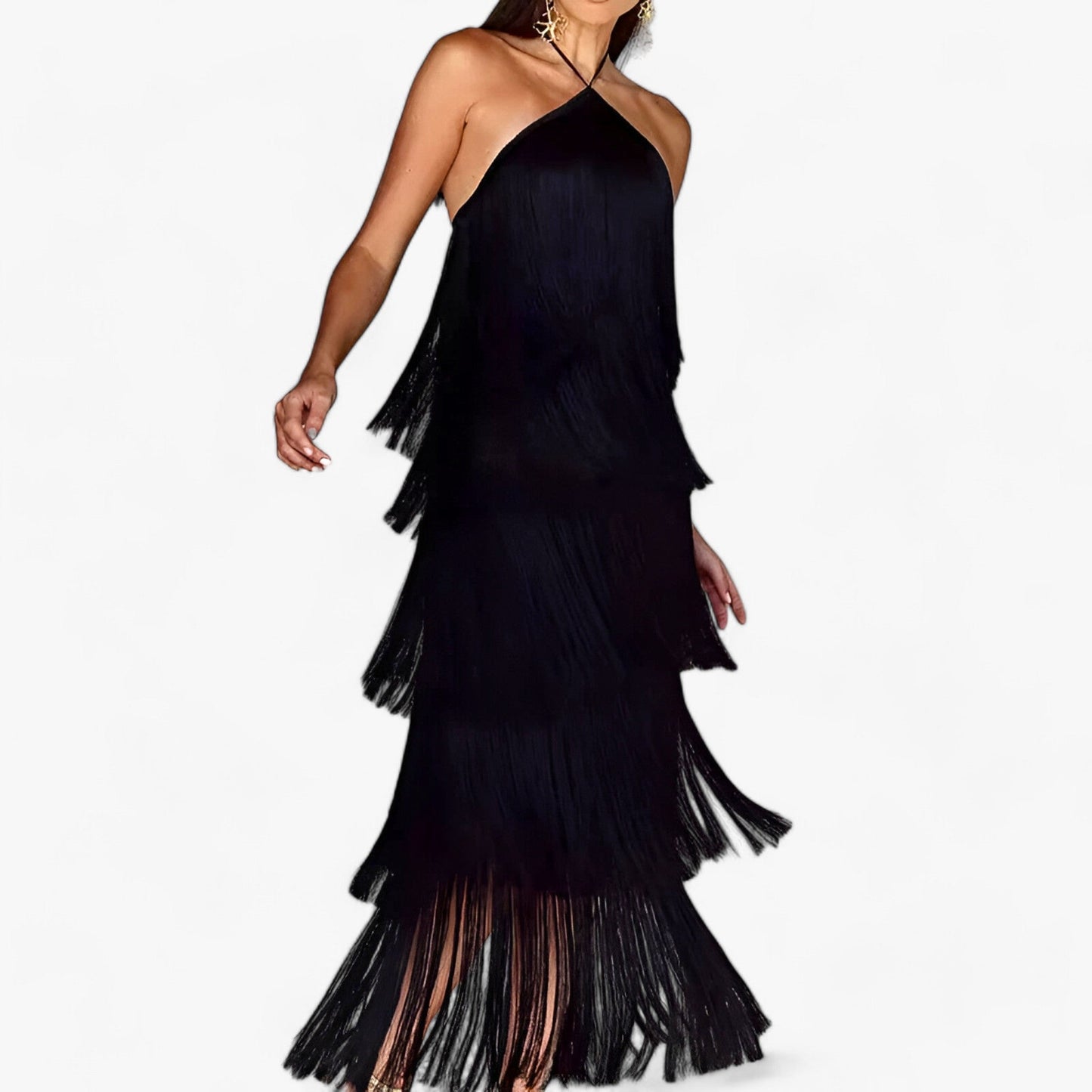Kvinnors Halterneck Klänning Utsvängd Polyester 5