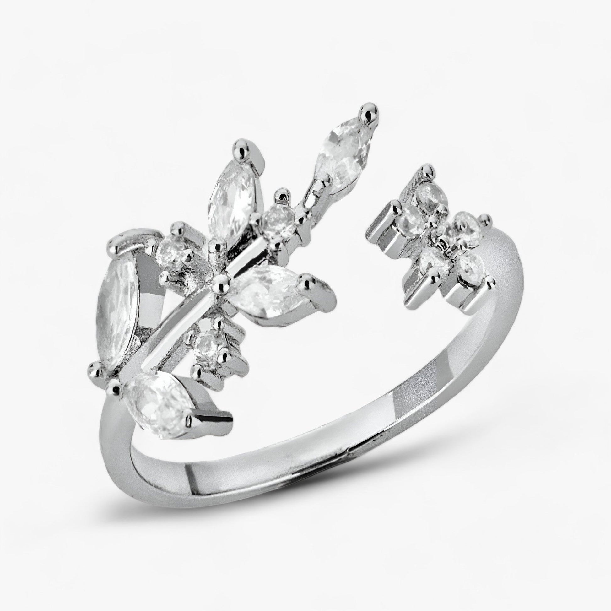 Kvinnors Ring Guldtonad Öppen Design Naturinspirerat Motiv med Zirkonium 1