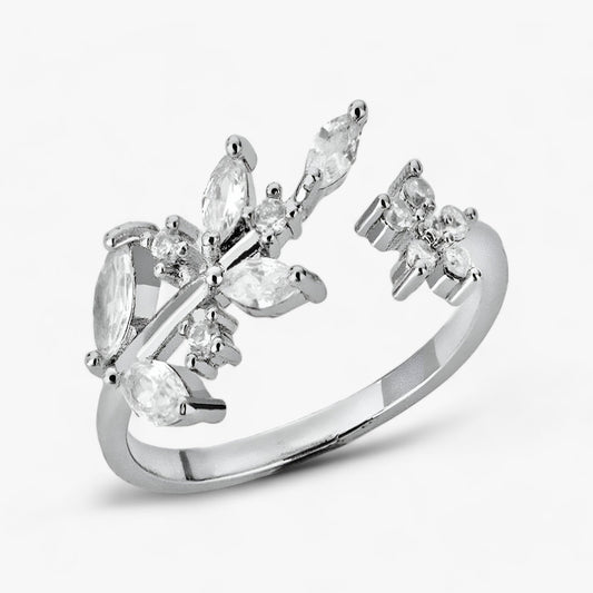 Kvinnors Ring Guldtonad Öppen Design Naturinspirerat Motiv med Zirkonium 1