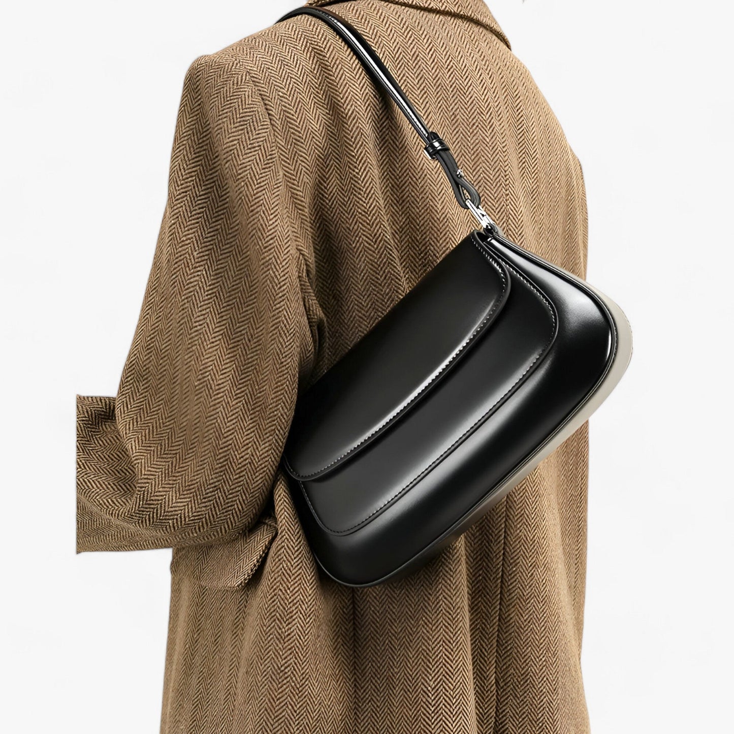 Dam Axelväska Vintage Stil Äkta Läder 2