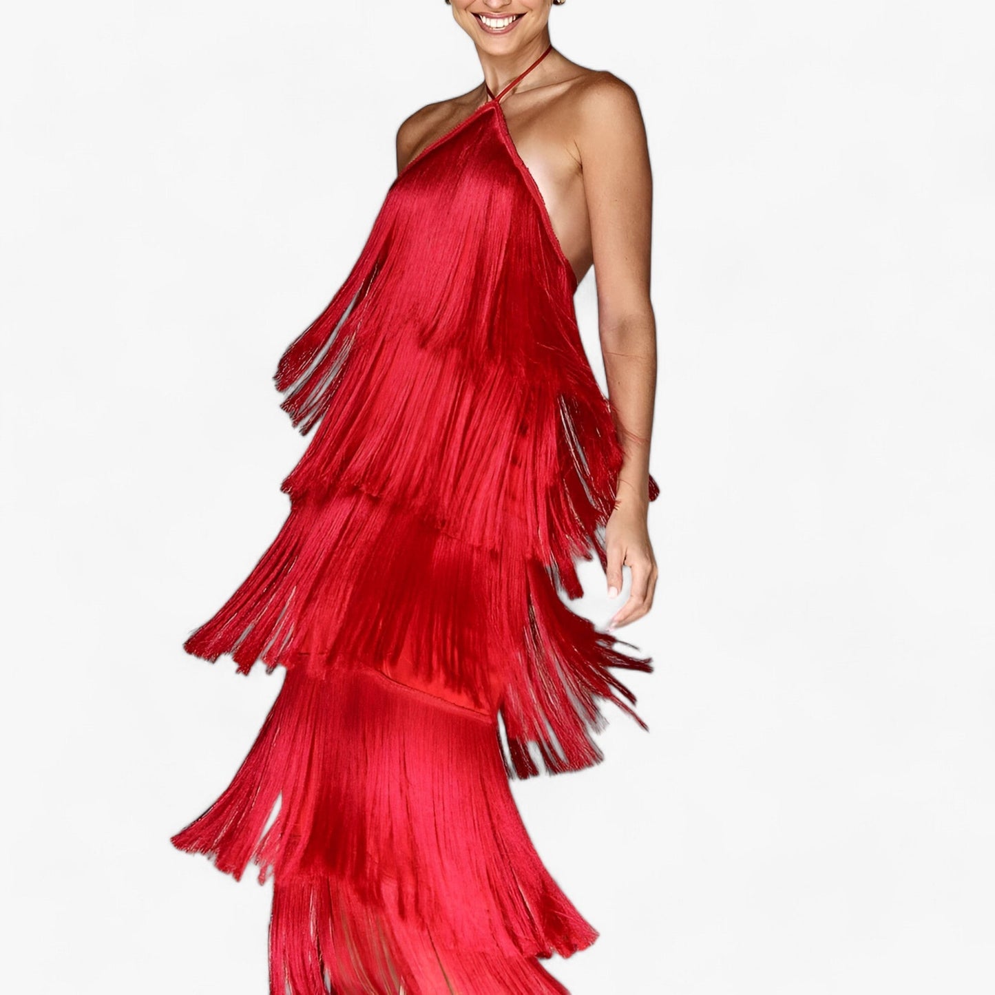 Kvinnors Halterneck Klänning Utsvängd Polyester 6