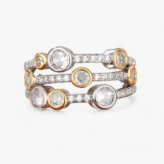 Kvinnors Ring Vintage TvÄfÀrgad Design Kubisk Zirkonium-1