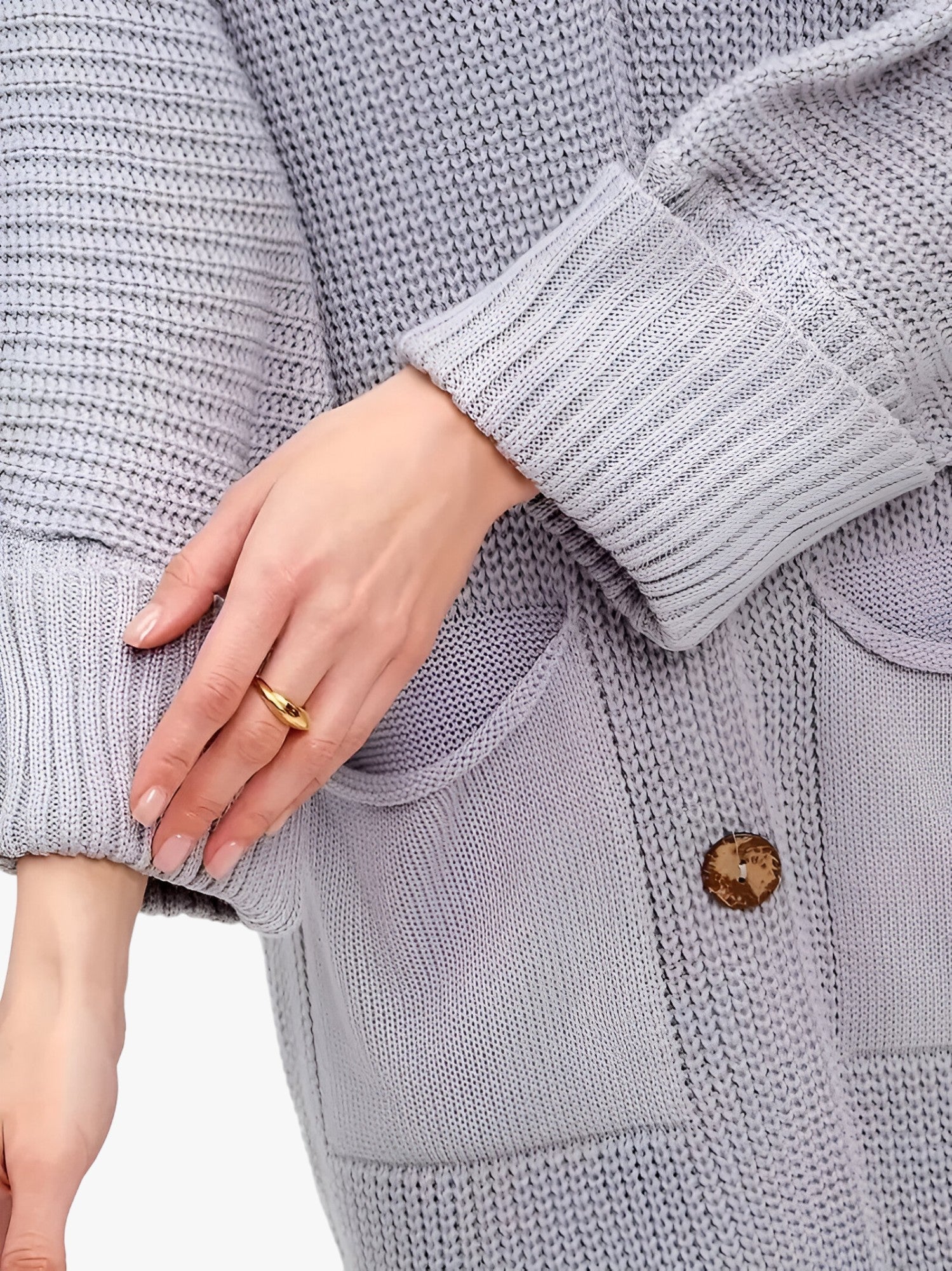 Dam Cardigan Medel Längd Polyester Elegant Stil 4