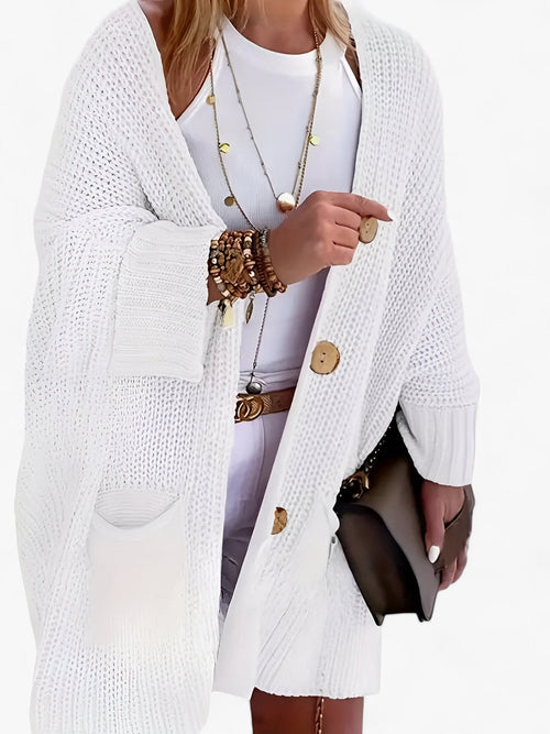 Dam Cardigan Medel Längd Polyester Elegant Stil 1