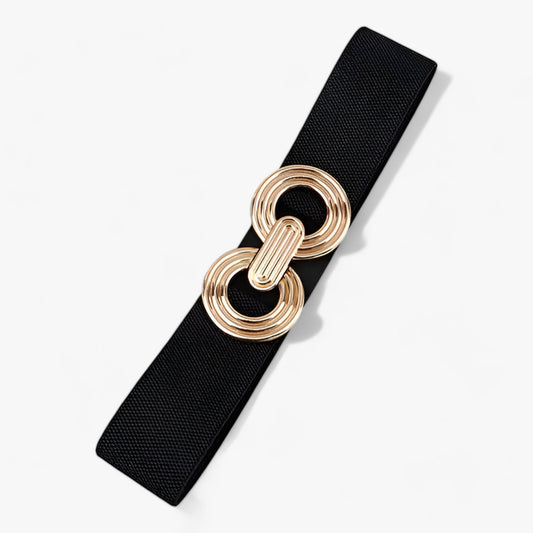 Kvinnors Elastiska Midjebälte Rund Spänne Justerbar Design-1
