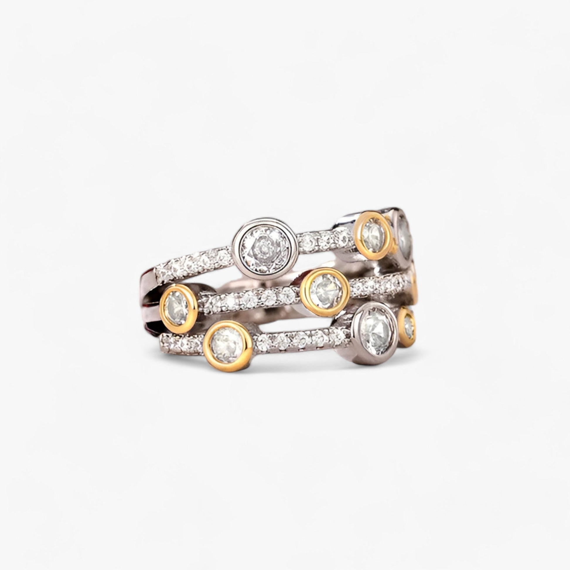 Kvinnors Ring Vintage Tvåfärgad Design Kubisk Zirkonium-3